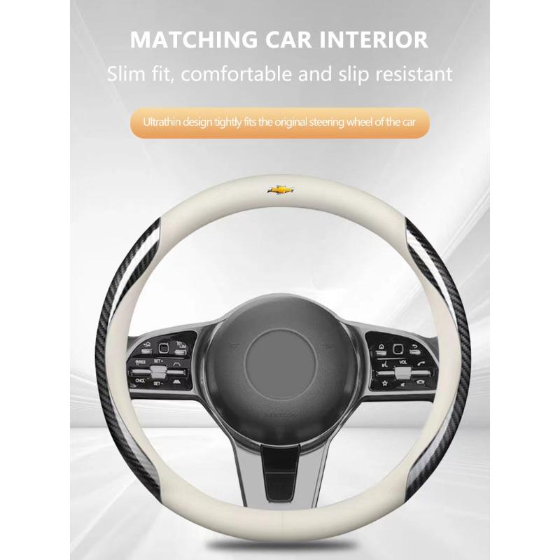 Deri Karbon Fiber Araba Direksiyon Simidi Kılıfı Araba Aksesuarları Chevrolet Cruze Equinox Captiva Trax Malibu Tahoe Impala Sonic İçin