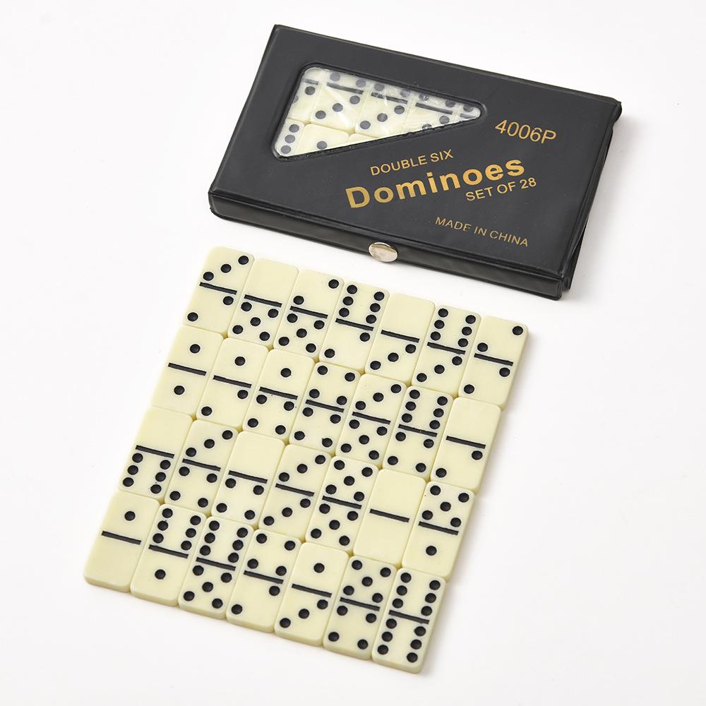 Four-Color Boxed Dominoes Double Sixes PVC Box Yellow Tooth Bone Cards Gaming Set