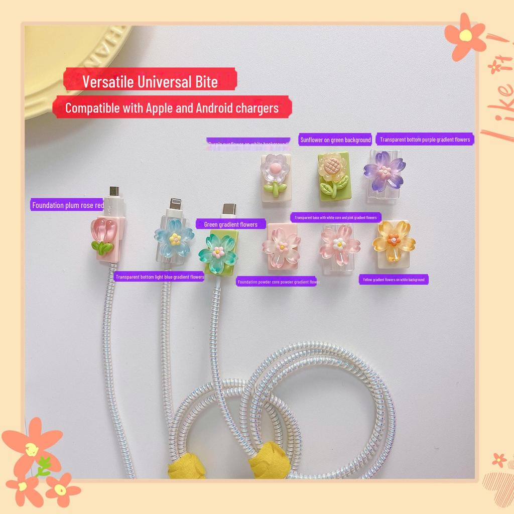 3D Cartoon Bite-Proof Cable Cover for Apple, Huawei, OPPO, Vivo