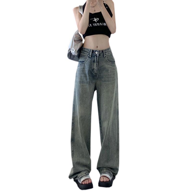 Damen Retro High Waist Weitbeinige Jeans – Nostalgische, schmeichelhafte, bodenlange Hose