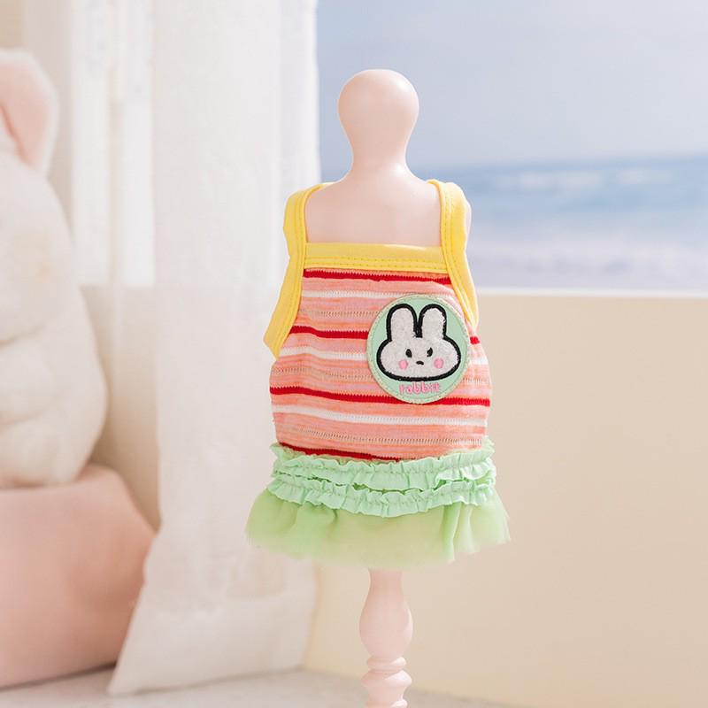 Wiosenno-letnia sukienka dżinsowa: Spódnica na szelkach w stylu hongkońskim dla psów i kotów