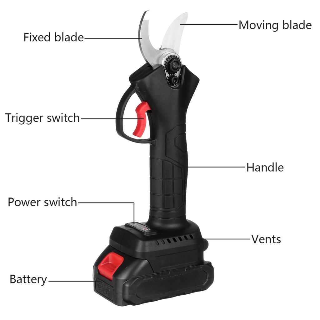 30mm 600W Cordless Electric Scissors Pruning Shears Tree Branch Pruner Garden Tools With 7500mAh 1/2 Battery