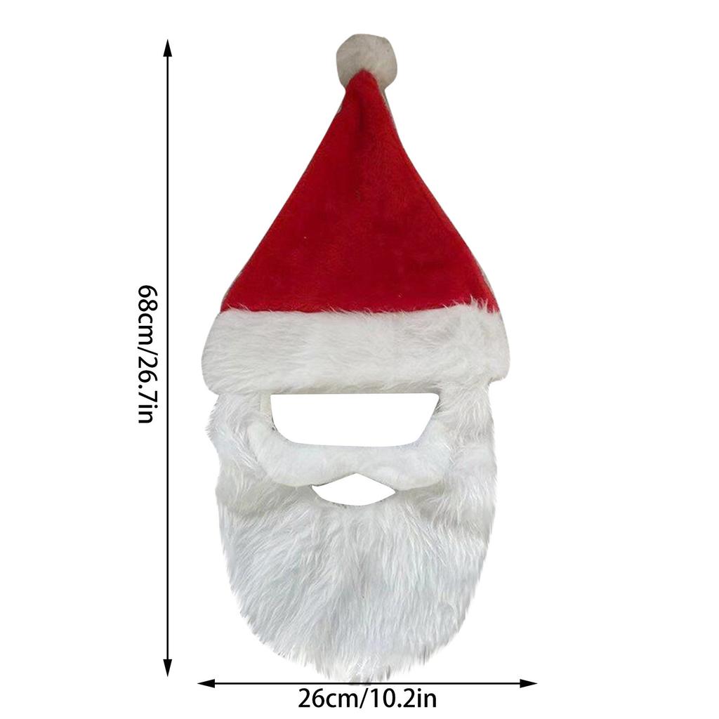 Velour Santa Hat With Plush Beard | Christmas Accessory, Play, Christmas Atmosphere Decoration, Cute Decoration, Christmas Mask
