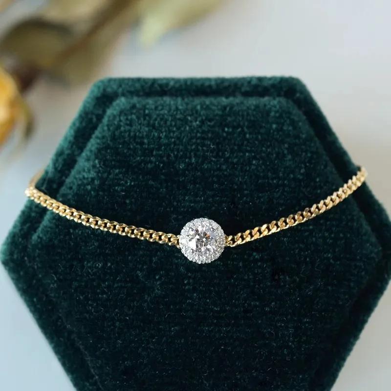 Huitan Luxury CZ Bracelet for Women Gold Color Chain Trendy Simple and Elegant Female Hand Bracelet Adjustable Fashion Jewelry