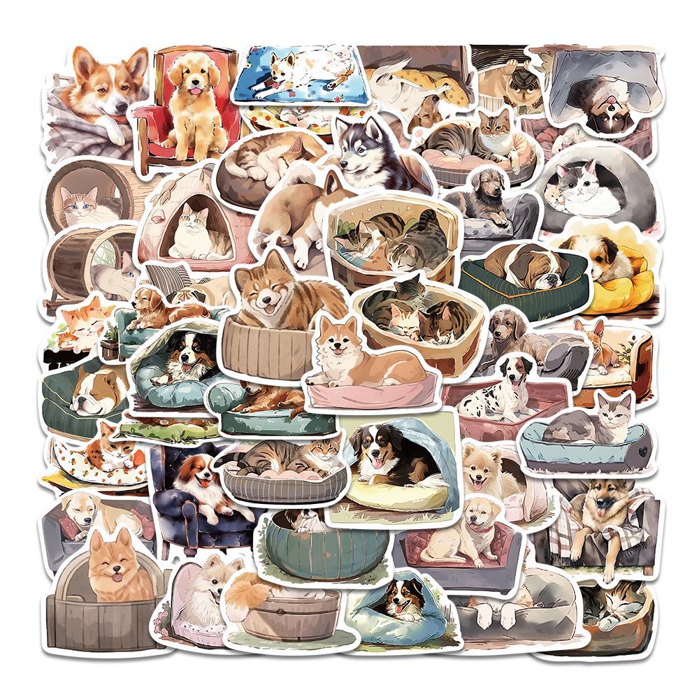 Adorable Kitten & Puppy Stickers: Creative, Waterproof Decals for Notebooks, Bottles, Phones, Skateboards, and Journals.