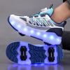 Four-wheel Running Shoes Detachable Flat Shoes Rechargeable USB Luminous Sports Light Shoes Girls Roller Skates Boys Shoes