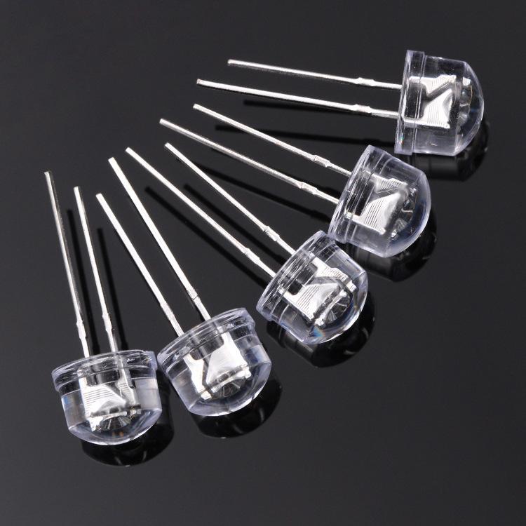 High Brightness 8mm Grass Hat LED Lamp Beads - White, Red, Blue, Green, Yellow, Short Pins with Rim
