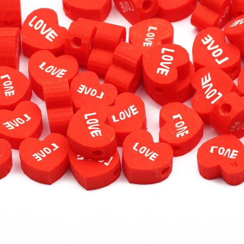 50/100x Beads Love Heart Shape  Spacer Beads for Bracelet Necklace Earring Making DIY Jewelry Crafts Tool