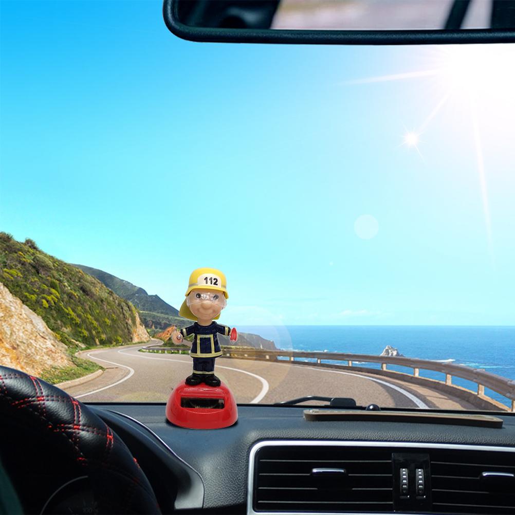 Solarbetriebene Feuerwehrmann Schüttelpuppe Figur Heim Auto Innendekoration Weihnachtsgeschenk