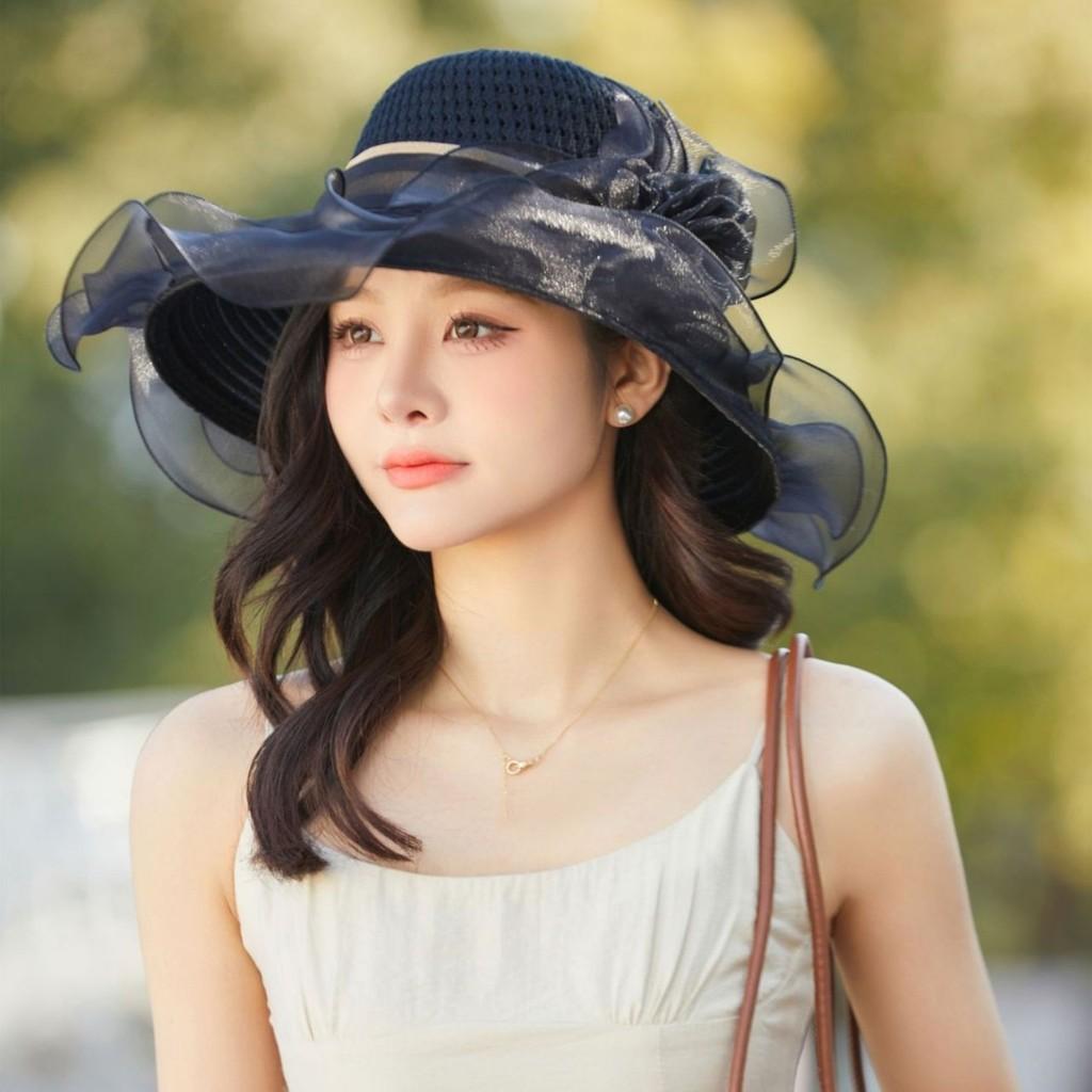 Summer Ladies Large Brim Sun Hat With Breathable Mesh For Beach And Travel