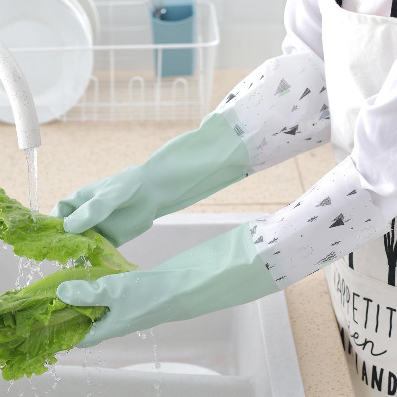 Fleece-Lined Waterproof Rubber Gloves for Dishwashing and Laundry