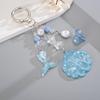 Cute Mermaid Tail Shell Keychain With Glitter Sequins Pearl Beads Purse Backpack Decoration Gift For Girls