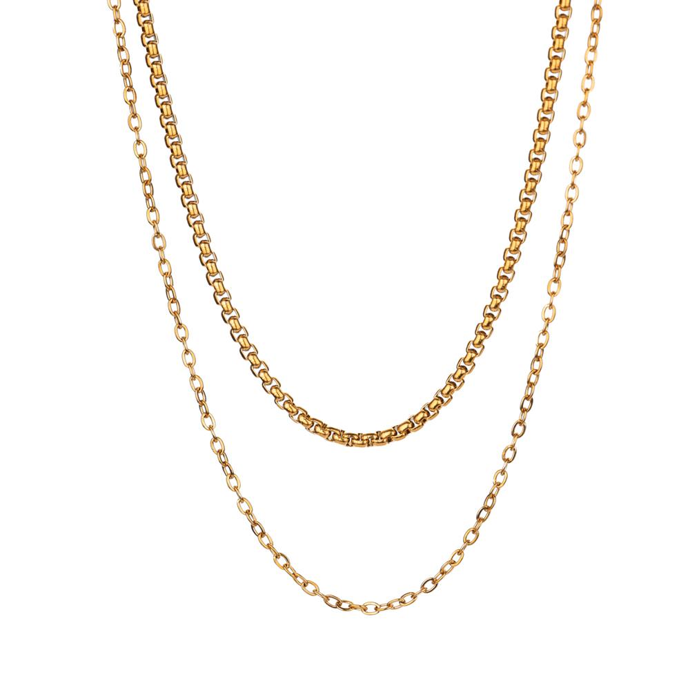 Mehrlagige Halsketten aus Edelstahl für Damen Mode Kubanische Kette Choker Halskette Wasserdichter Schmuck Weihnachtsfeier Geschenk