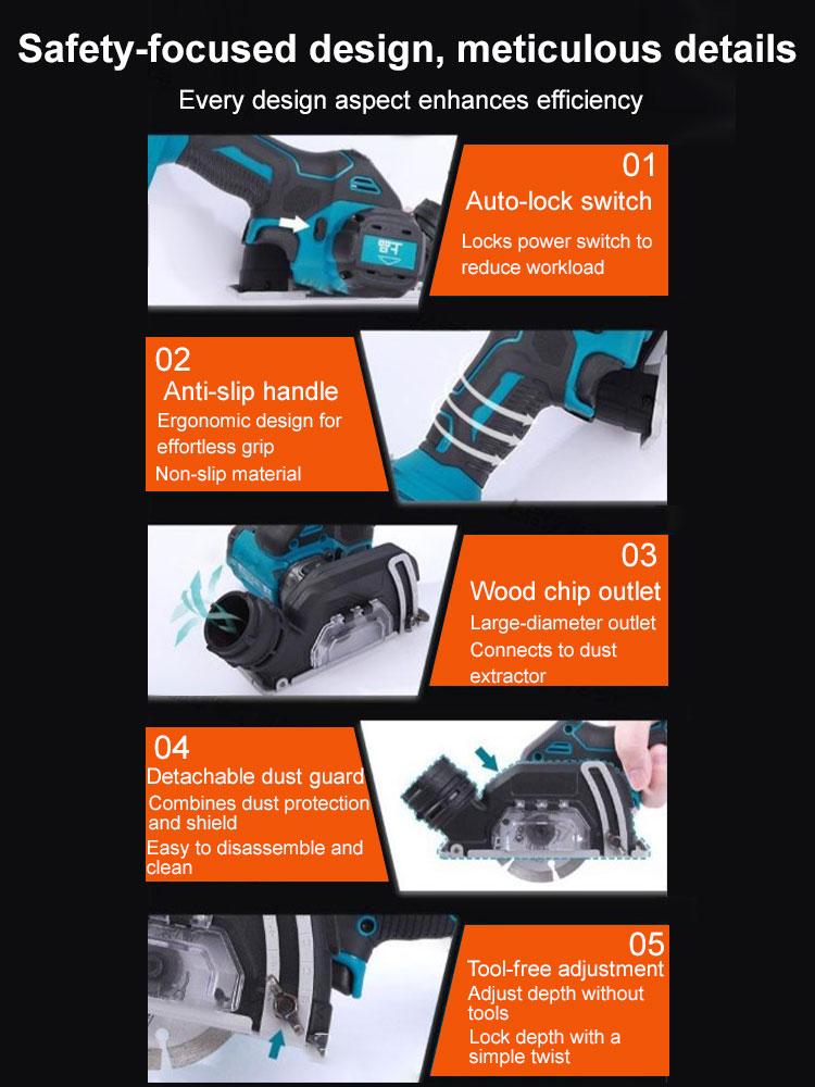 Angle Grinder Cordless Mini 3Inch Electirc CUT OFF Tool Cutting Circular Saw Machine Power Tool Fit Makita Dewei 21V Battery