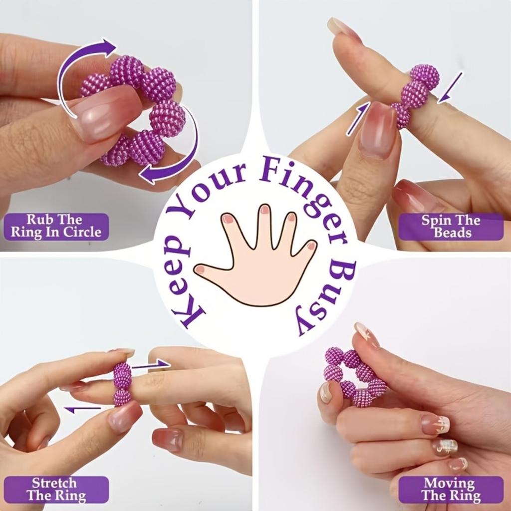 Finger Massage Ring For Adults, Toy Stress Relief, Portable Beaded Finger Relaxer