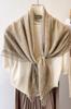 Beige Cotton Shawl with Lace - 100X100 , Natural Elegance