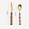 Hi Bamboo Handle Stainless Steel Cutlery Set Wooden Spoon and Fork Set Knife Minimalist Gold
