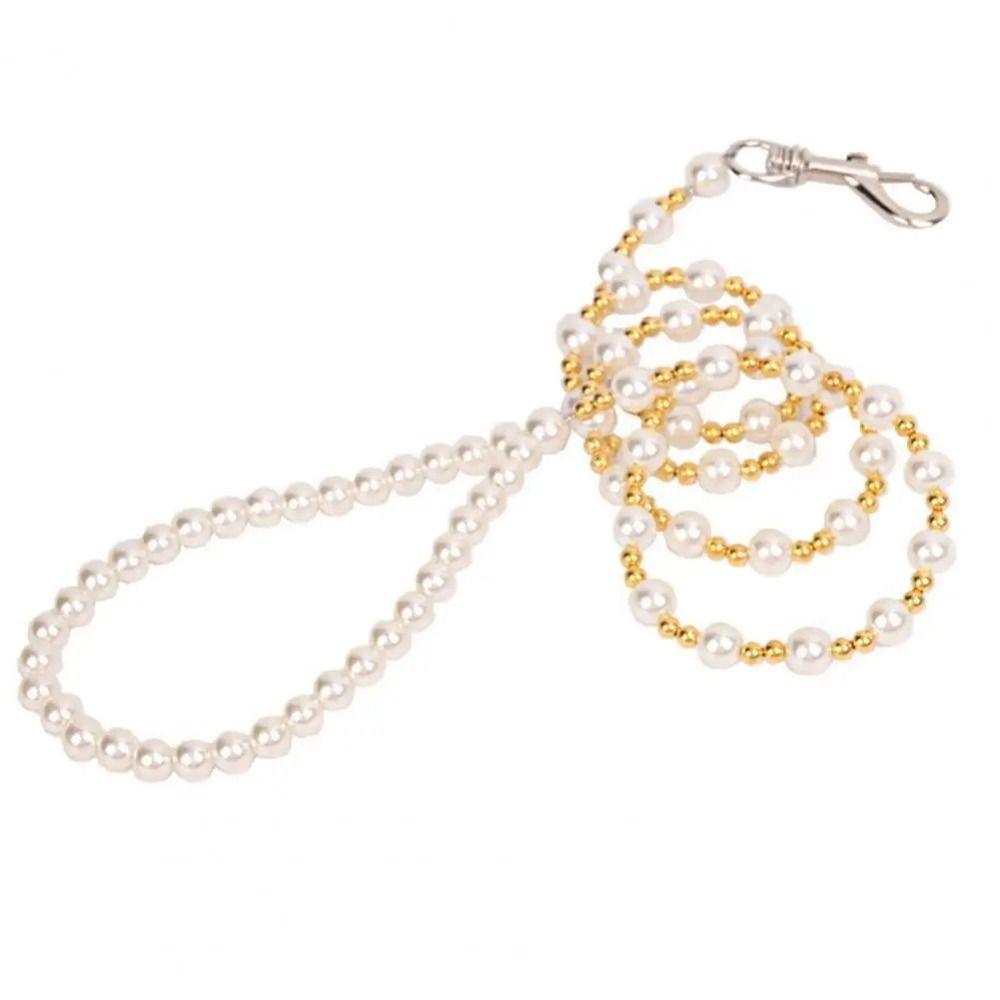 Imitation Pearls Beaded Dog Leash 120cm Pet Training Lead Leashes Pearls Dog Harness Leash Pet