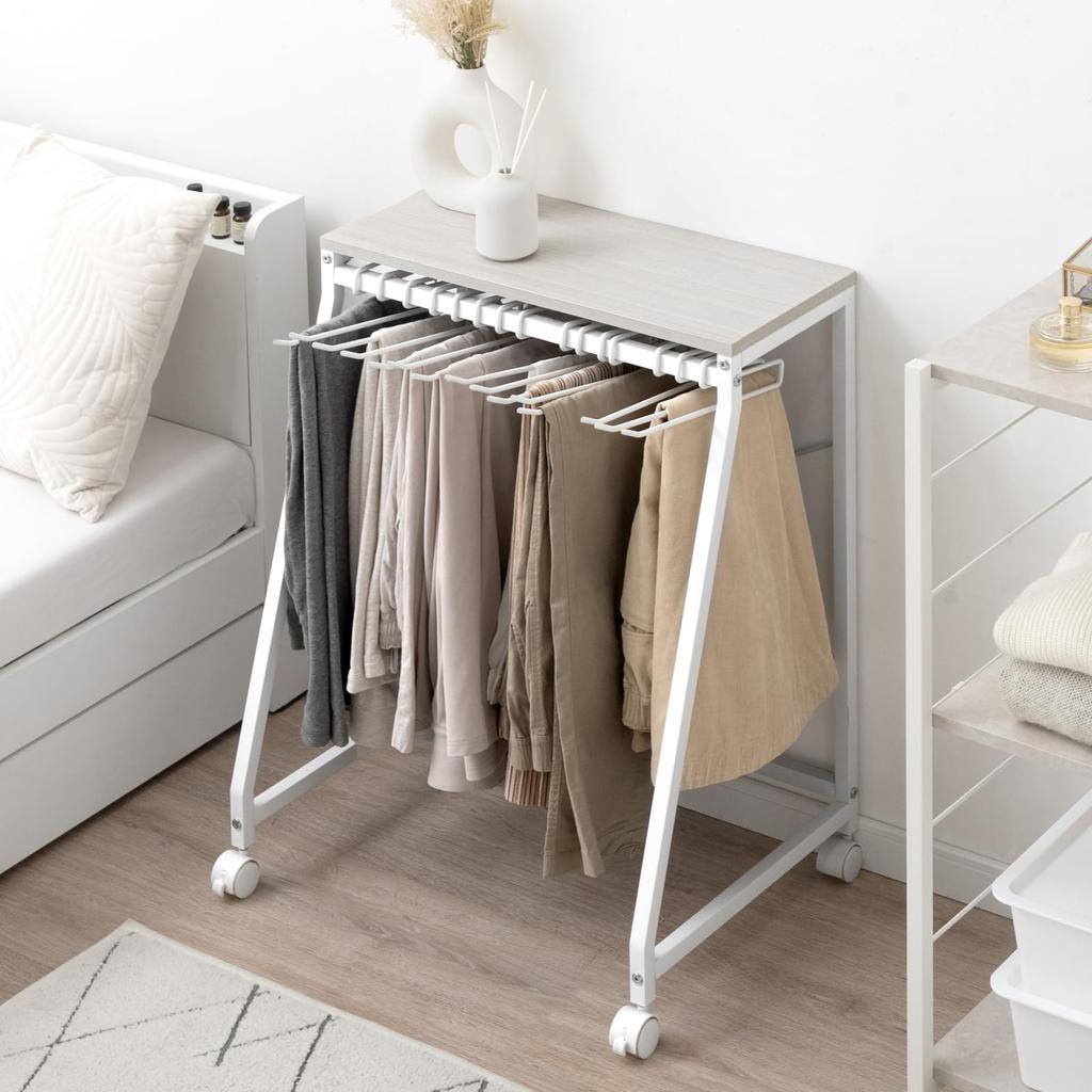 Tansu Gen Slacks 60cm Single Holds 15 with Pants Hanger 84300015 Hanger, Wide, Unit, Hangers, Non-Slip, Casters, Storage, Stone-Eye Finish, Compact,
