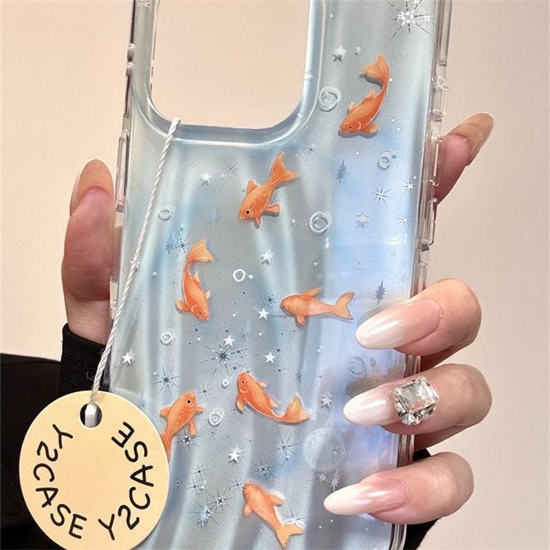 Meteor IND Double layered Star Bubble Little Goldfish Phone Case for iPhone 11 12 13 14 15 16 Pro Max