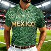 Men's Casual Short Sleeve Shirt with Mexico Print Quick Dry Lightweight Mesh Breathable for Summer Sports