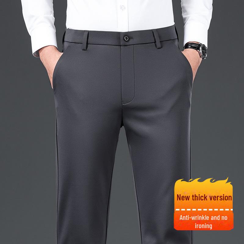 

Мужские черные повседневные брюки на бархатной подкладке в деловом стиле: Тренд на деловые костюмы осень-зима. 36