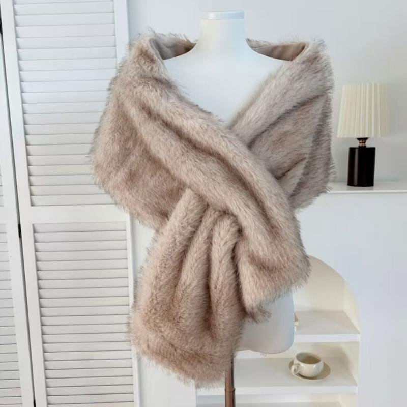 Soft Shawl Winter Scarf Warm Plush Shawl For Women Men Lightweight Polyester Cold Weather Accessory