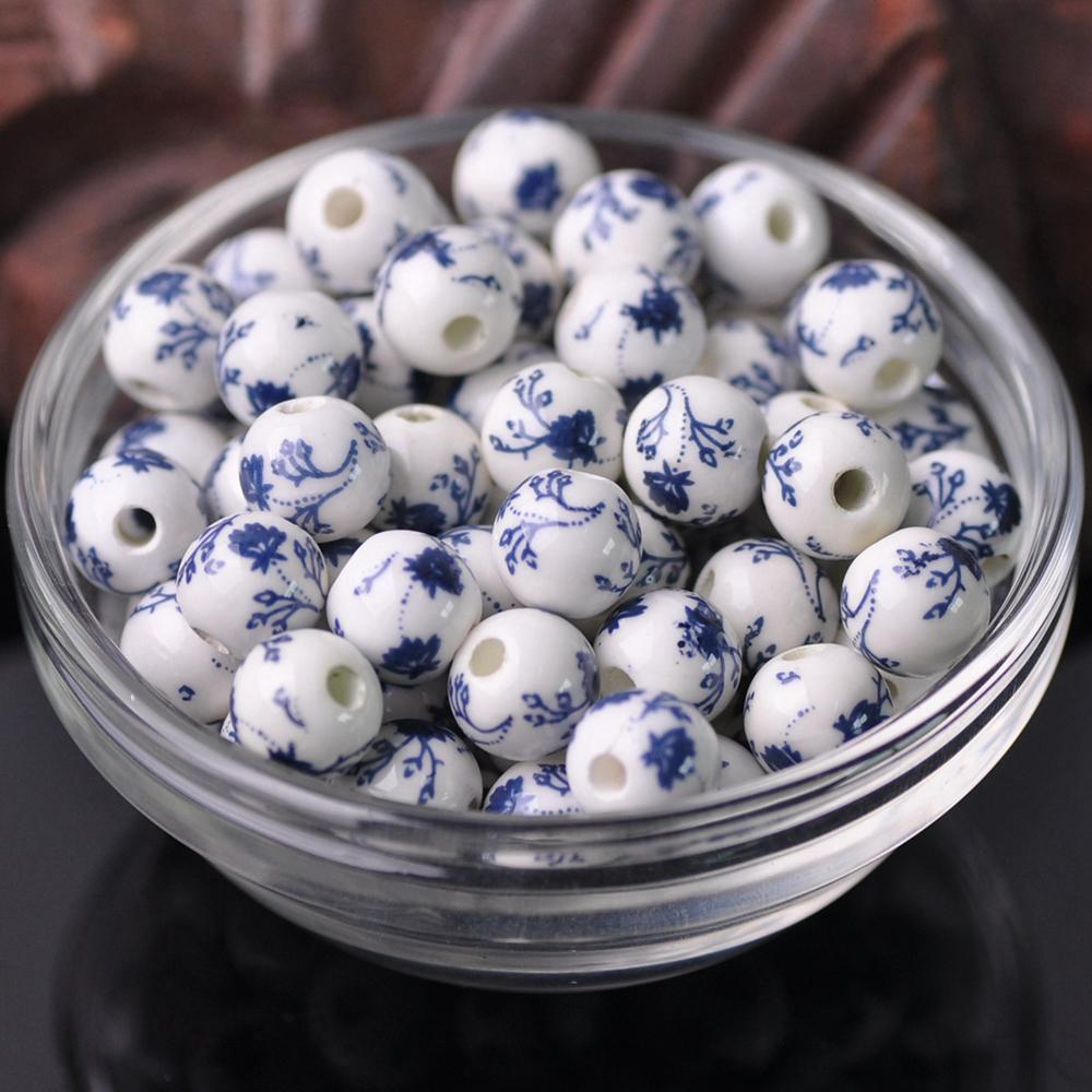 

20 шт. Круглые бусины-разделители из керамического фарфора с цветочными узорами, 10 мм, 12 мм, лот для DIY поделок, браслетов, аксессуары для изготовления ювелирных изделий 10mm-20pcs