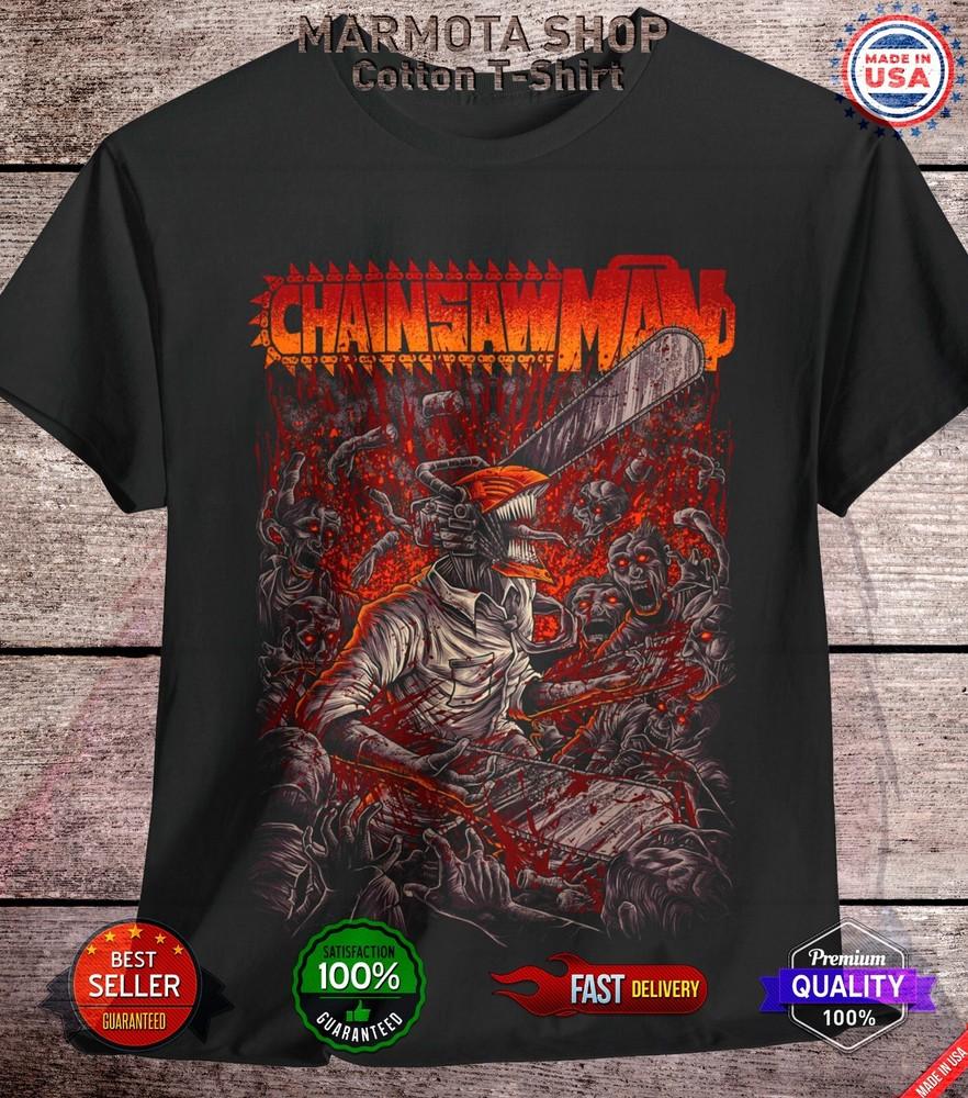 

Denji Chainsaw Man Shirt Anime Tee T-Shirt Pochita Horror Manga Otaku Makima 3XL