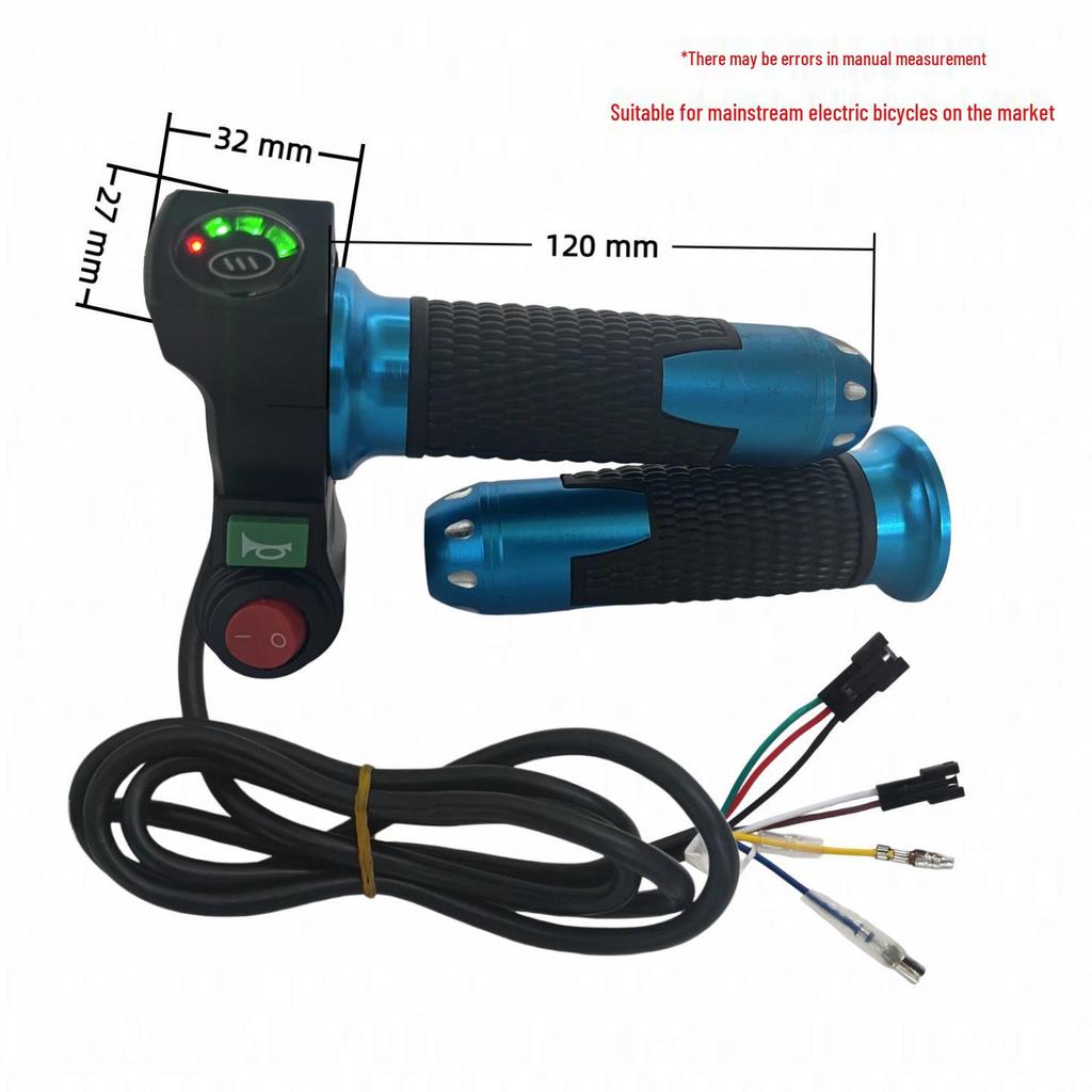 Four-Light Rice Grain Switch & Horn Voltage Display E-Bike Throttle Grip