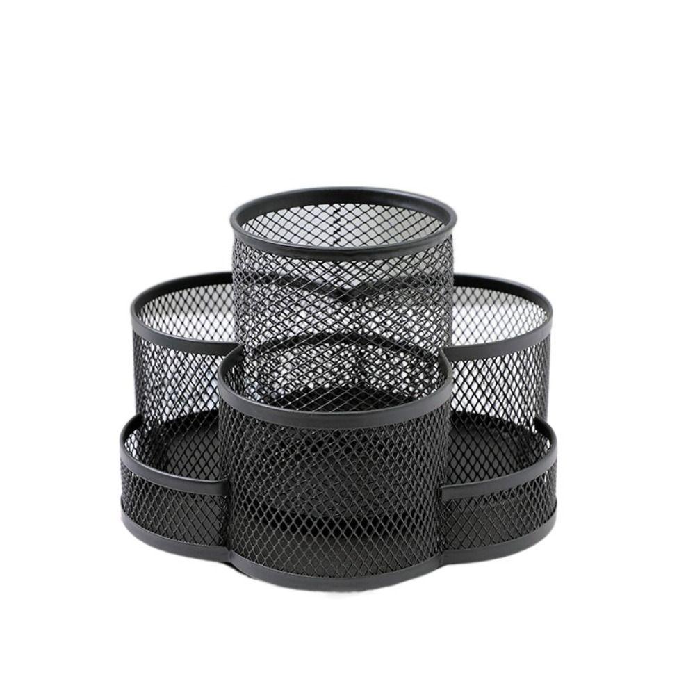

Вращающийся на 360 градусов металлический сетчатый держатель для ручек, многофункциональный органайзер для канцелярских товаров, для дома чёрный