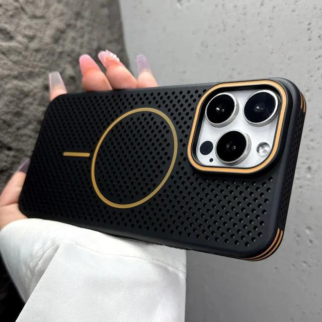 Magnetic Phone Case For iPhone 17 Air 15 14 13 12 16 Pro Max 14Pro 16Pro Magsafe Heat dissipation Protector Shockproof Hard Cover