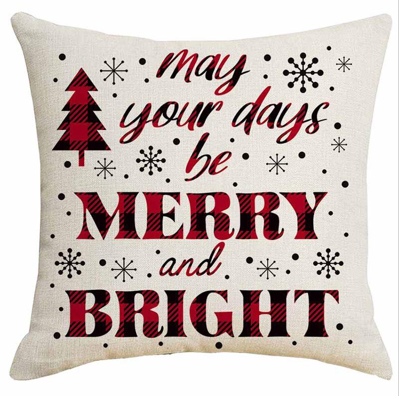 New Black and Red Plaid Elk Christmas Festive Pillowcase Christmas Tree Car Cushion Cover