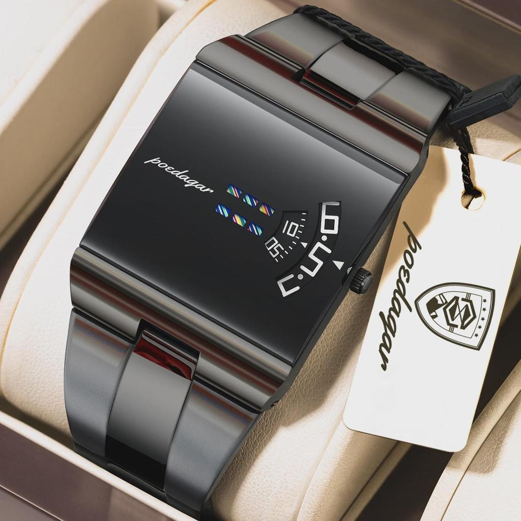 POEDAGAR Fashion Original Male Watch Waterproof Business Elegant Men's Clock Stainless Steel Quartz Casual Watches For Man Reloj