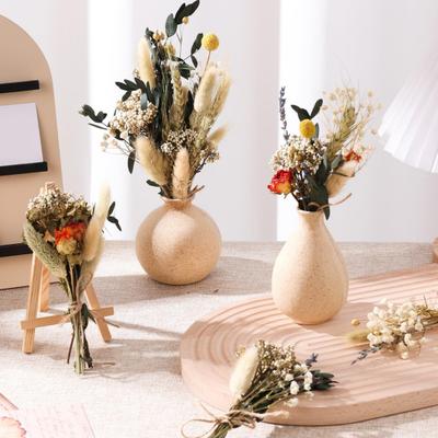 Set Fiori Secchi Naturali Fai da Te Eucalipto Lavanda Grano Coda di Coniglio Fiore Billy Ball Mazzo con Gambi per Artigianato Fai da Te Decorazione Vaso Casa Matrimonio