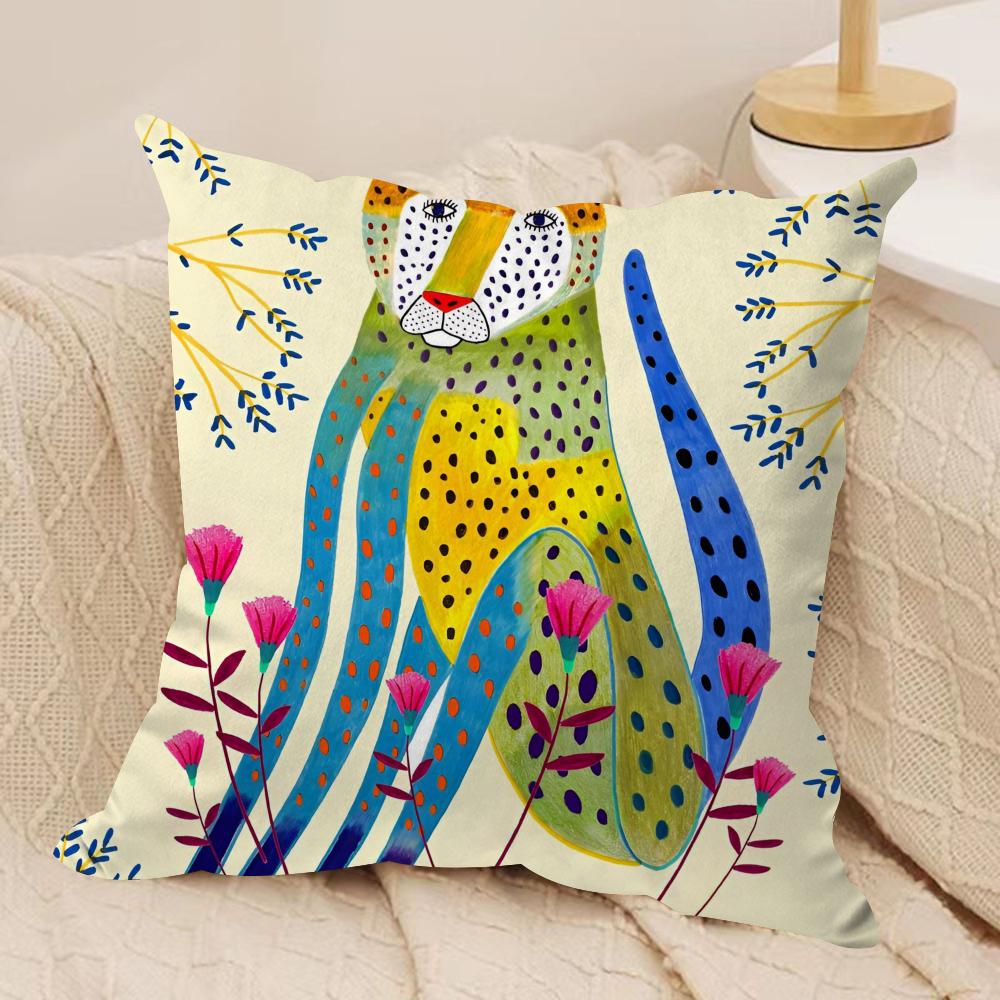 Animal leopard Cushion Cover Silky Short Plush Double-Sided Printed Pillow Case for Sofa All Seasons Home Decor Gift