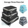 3 Piezas/set Negro/Azul/Gris Bolsa de Almacenamiento de Viaje Comprimible Portátil de Gran Capacidad Bolsa de Almacenamiento Cubos de Embalaje para Maleta/Equipaje
