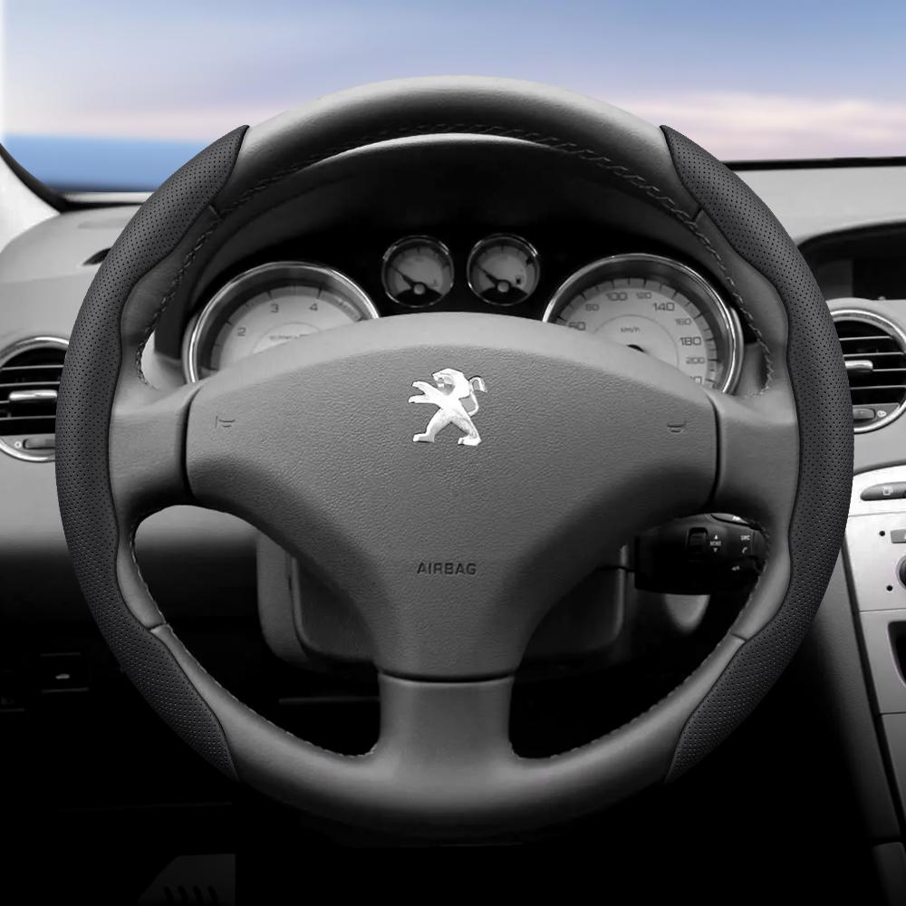 DHLWY1 Geeignet für Peugeot Atmungsaktive Löcher Lederlenkradabdeckung Segmentiertes Schnellverschluss-Design Rutschfest Langlebig 206 208 3008 308 207 307