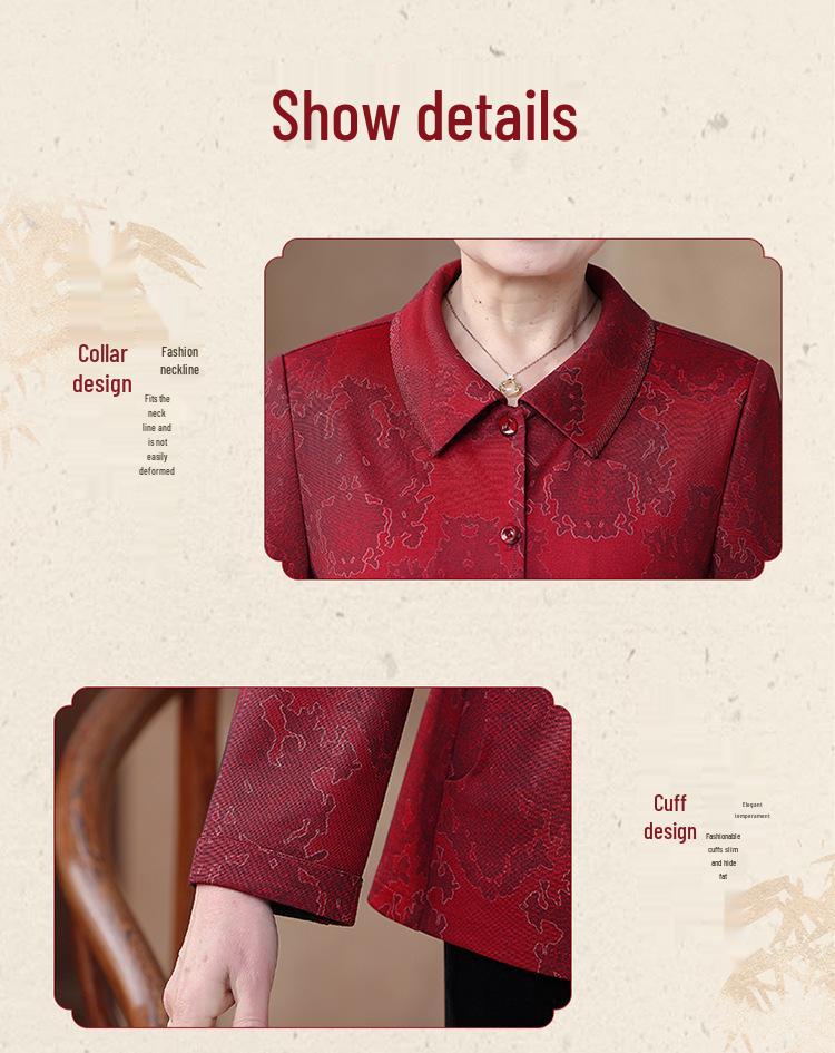 Loose Long-Sleeve Shirt for Elderly Women - Spring/Fall Wear for 60s-70s Grandma, Mother-in-law, or Mom