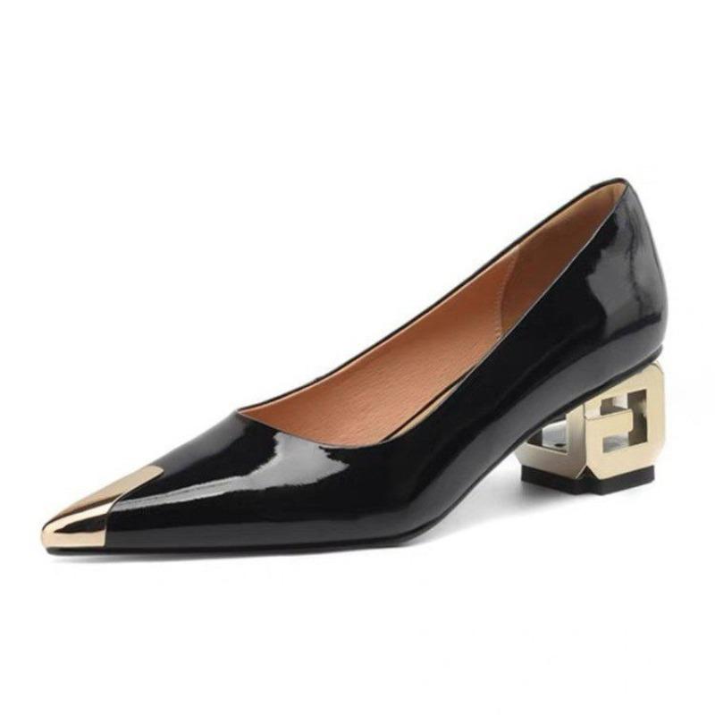 New Style Retro Low-cut Thick-heeled Women's High-heeled Shoes