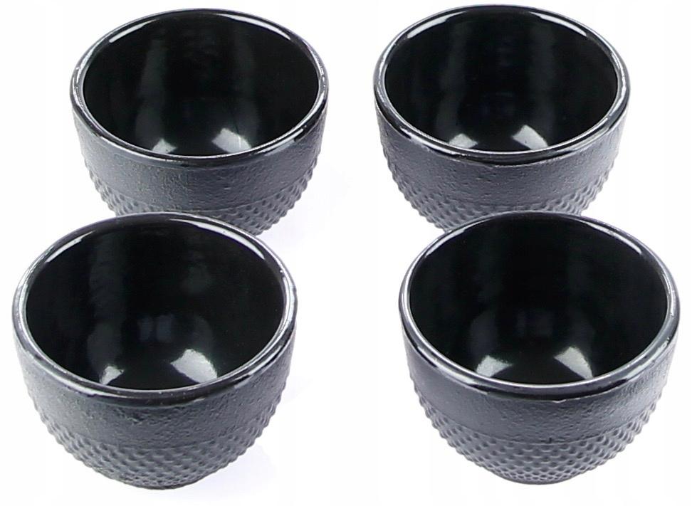CAST IRON HERBAL TEA CUPS SET OF 4, BLACK ENAMELLED, 100ml