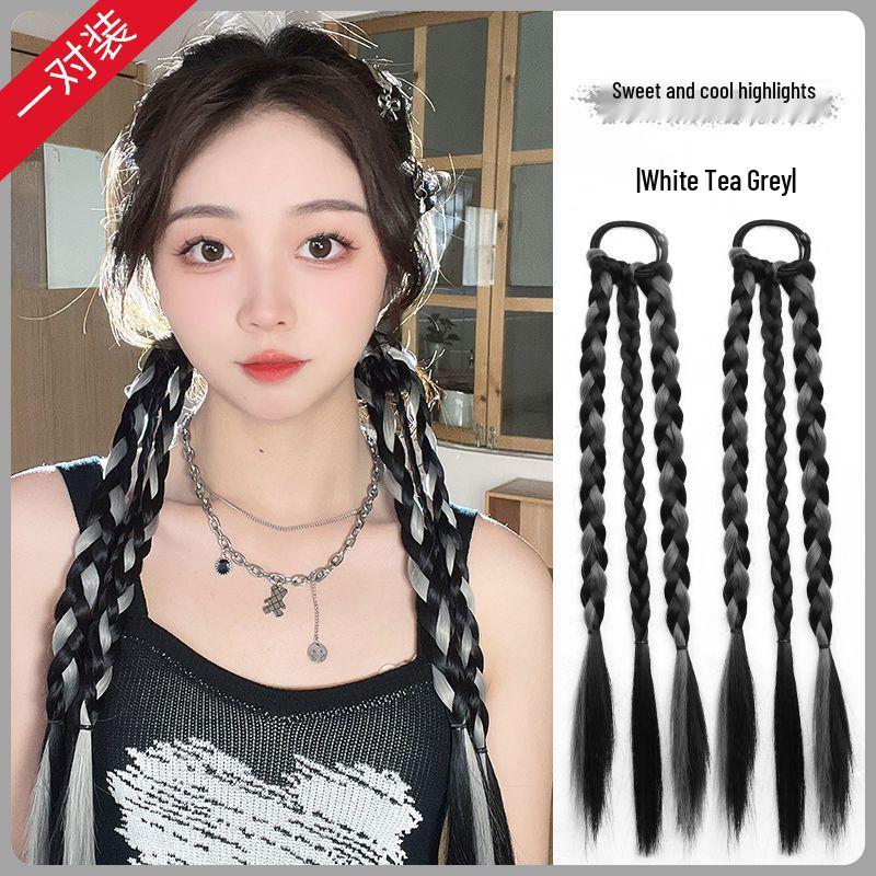 Women's Highlighted Bubble Boxer Braids Wig - Three-Strand Pigtails