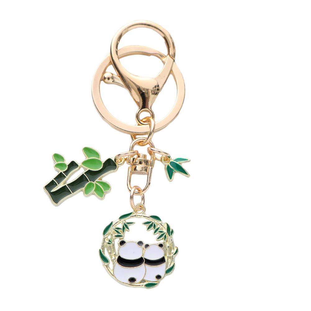 New Year Keychain Panda Bamboo Wreath Pendant Polished Lobster Clip Lightweight Shoulder Bag Schoolbag Decoration Pendant Keyrin