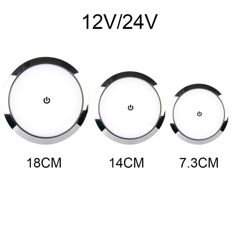 12V/24V LED Touch Lamp RV Ultra-thin Round Dome Light Ceiling Lamp Reading Light for Caravan Boat Yacht Camping Car