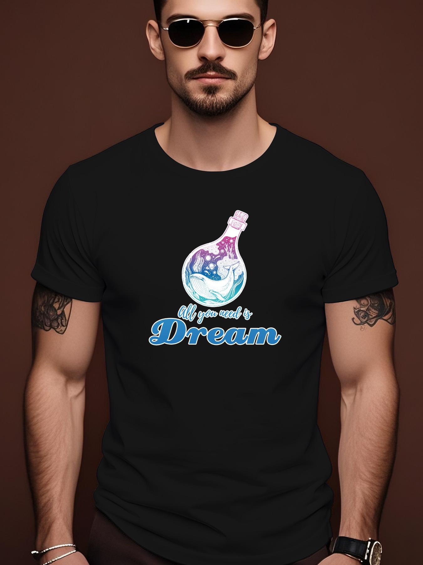 100% Cotton Casual Short Sleeve Tshirt with DREAM Whale O... XXXXL
