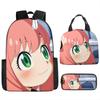 Kids Cartoon Character Print Backpack Set School 17 Inch Oxford Fabric Bag With Lunch Pouch Pencil Case