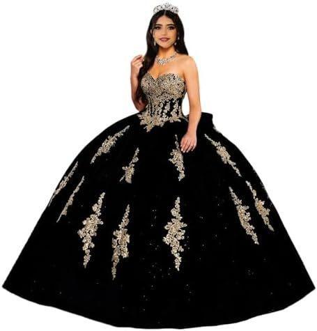Gold Lace Applique Adult Dress Fluffy Strapless Tube Top Tulle Ball Dress Glitter Princess Dress Dress
