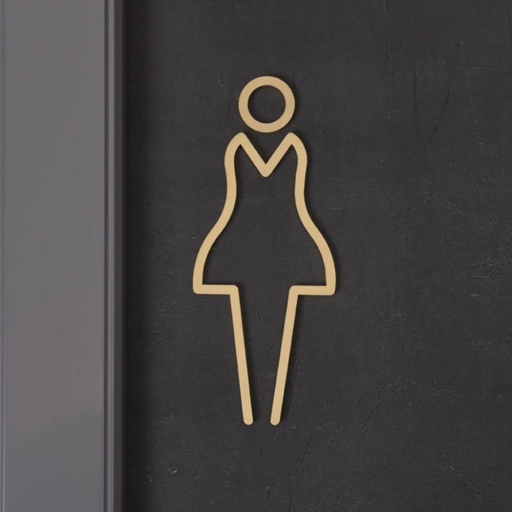3D Brass Toilet Door Sign Toilet Doorplate Bathroom Signage WC Plaque Restroom Sign Toilet Symbol