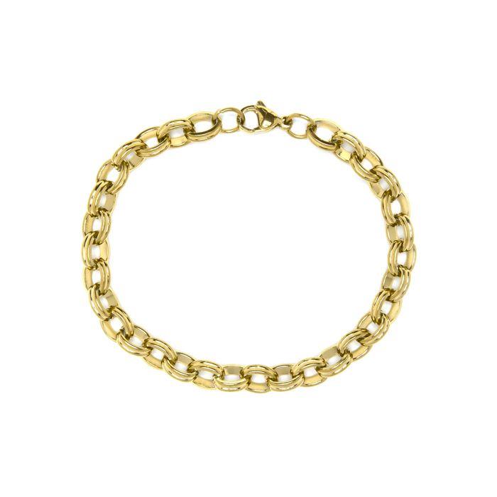 Bracelet - LUXENTER - Haloy - Acier hypoallergénique plaqué or jaune 18K - 19 cm - 9 mm