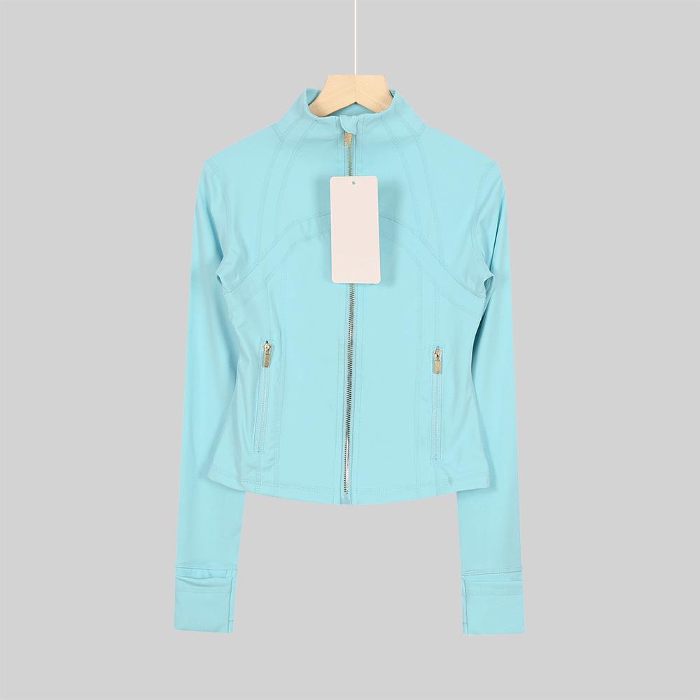 LULULACIE Women's Gold Zipper Stand-up Collar Slim Fit Sports Jacket